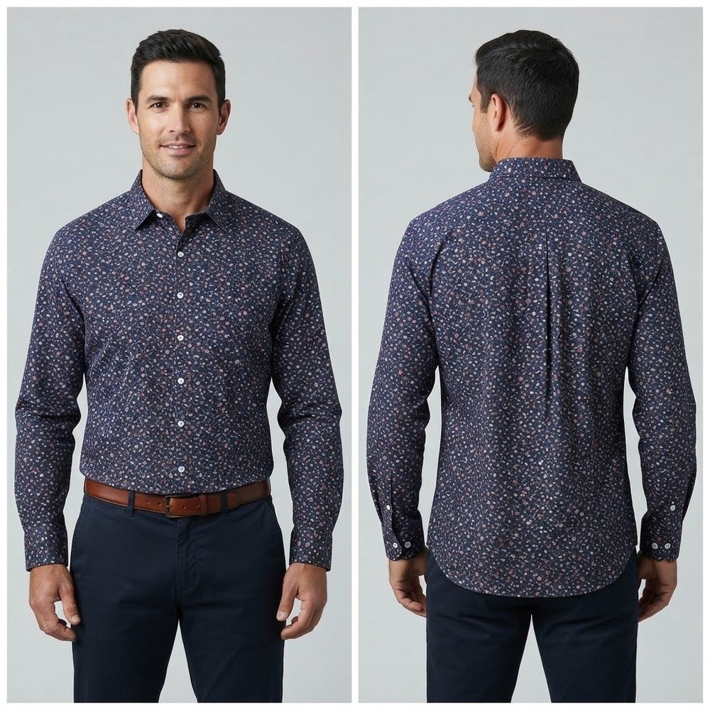 Rodd & Gunn Mens Sports Fit Floral Button Up Shirt Navy Thomas Mason Medium